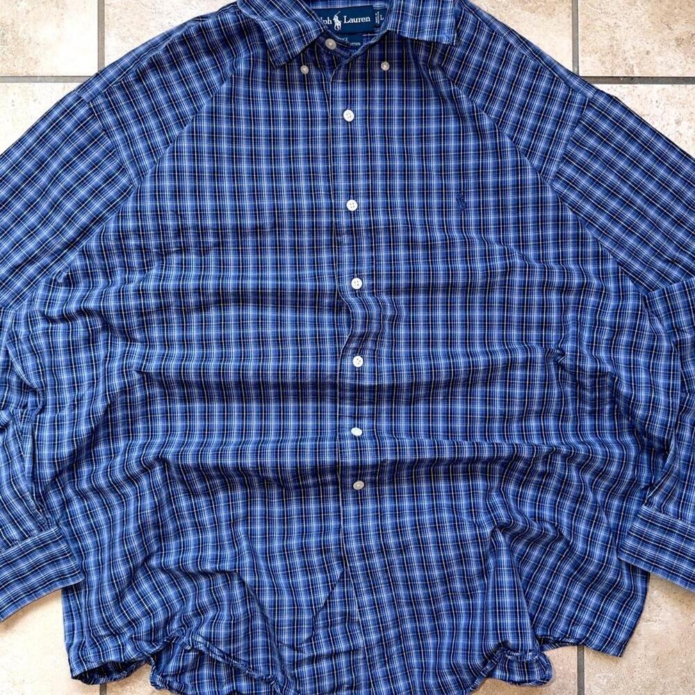 Ralph Lauren Blue Blake Long Sleeve Dress Shirt - Size L